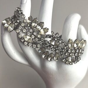 Antique Estate Elegant Silver and Crystal Bracelet